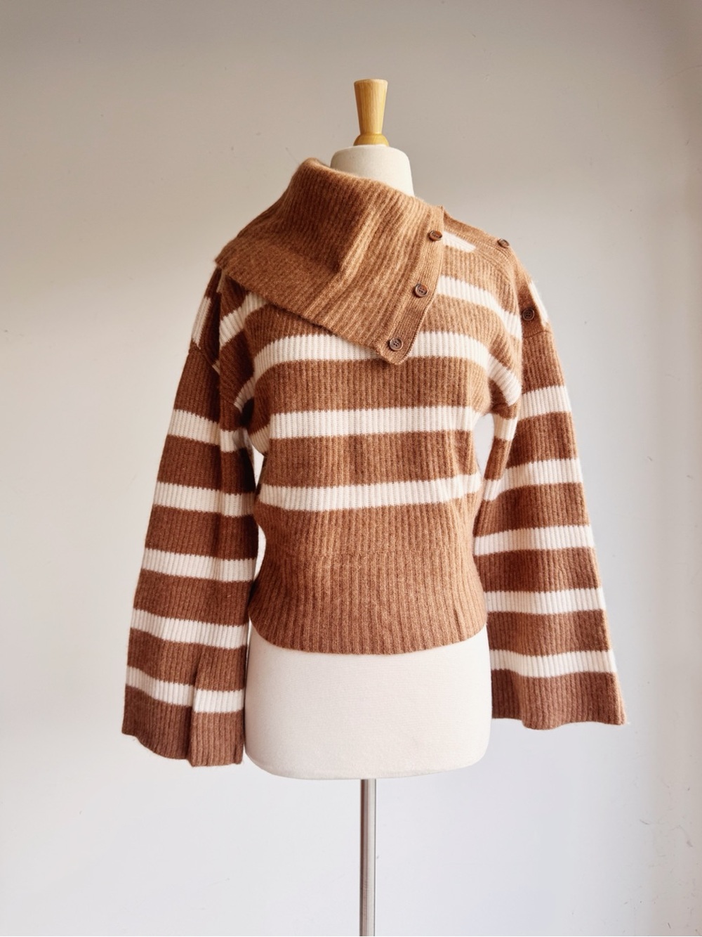 Maeve Anthropologie 100% Cashmere Striped Bell Sleeve Sweater XS